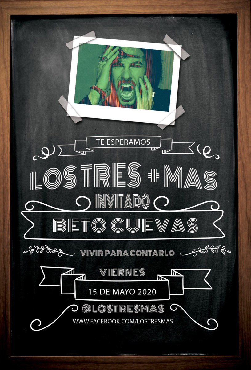lostresmas's tweet photo. Hoy tenemos a @iambetocuevas en el programa. Los esperamos a las 10/9C por #favebooklive para disfrutar de una charla entre amigos. https://t.co/x8yPb0xwyg