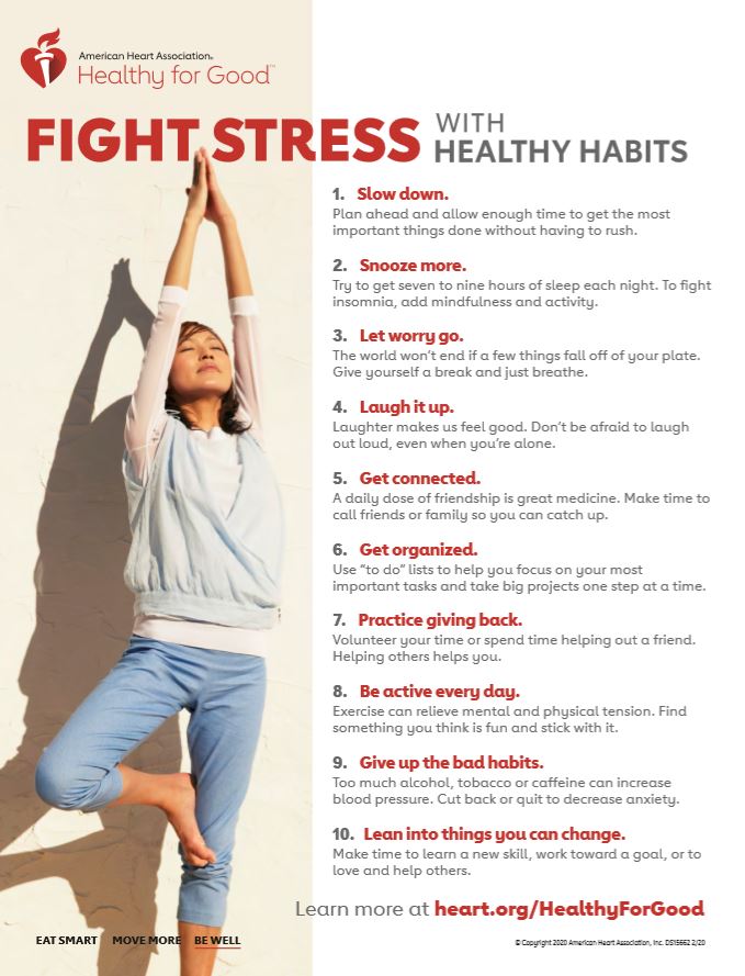 Community_STEPS's tweet image. 10 Ways to Fight Stress with Healthy Habits