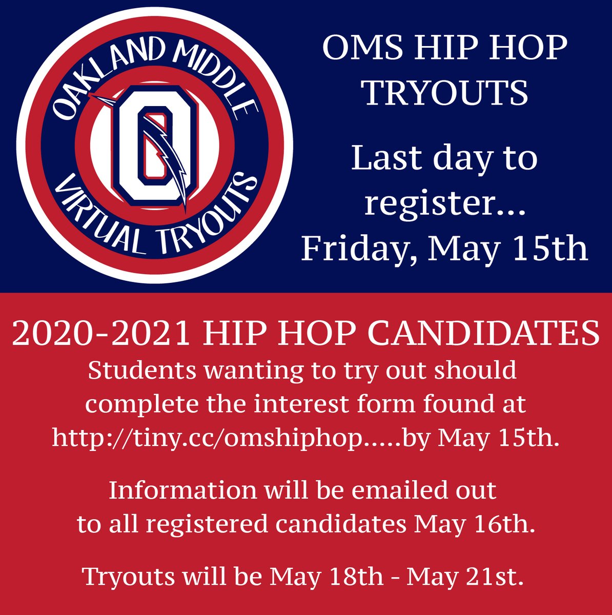 Last day to register for virtual tryouts!!