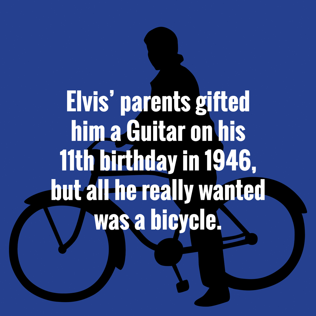 Elvis’s parents gifted him a Guitar on his 11th birthday in 1946, but what he really wanted was a bicycle.

Because moms know best, shout out to the MVP #GladysPresley!

#ElvisPresley #GuitarMonth #MusicHistory