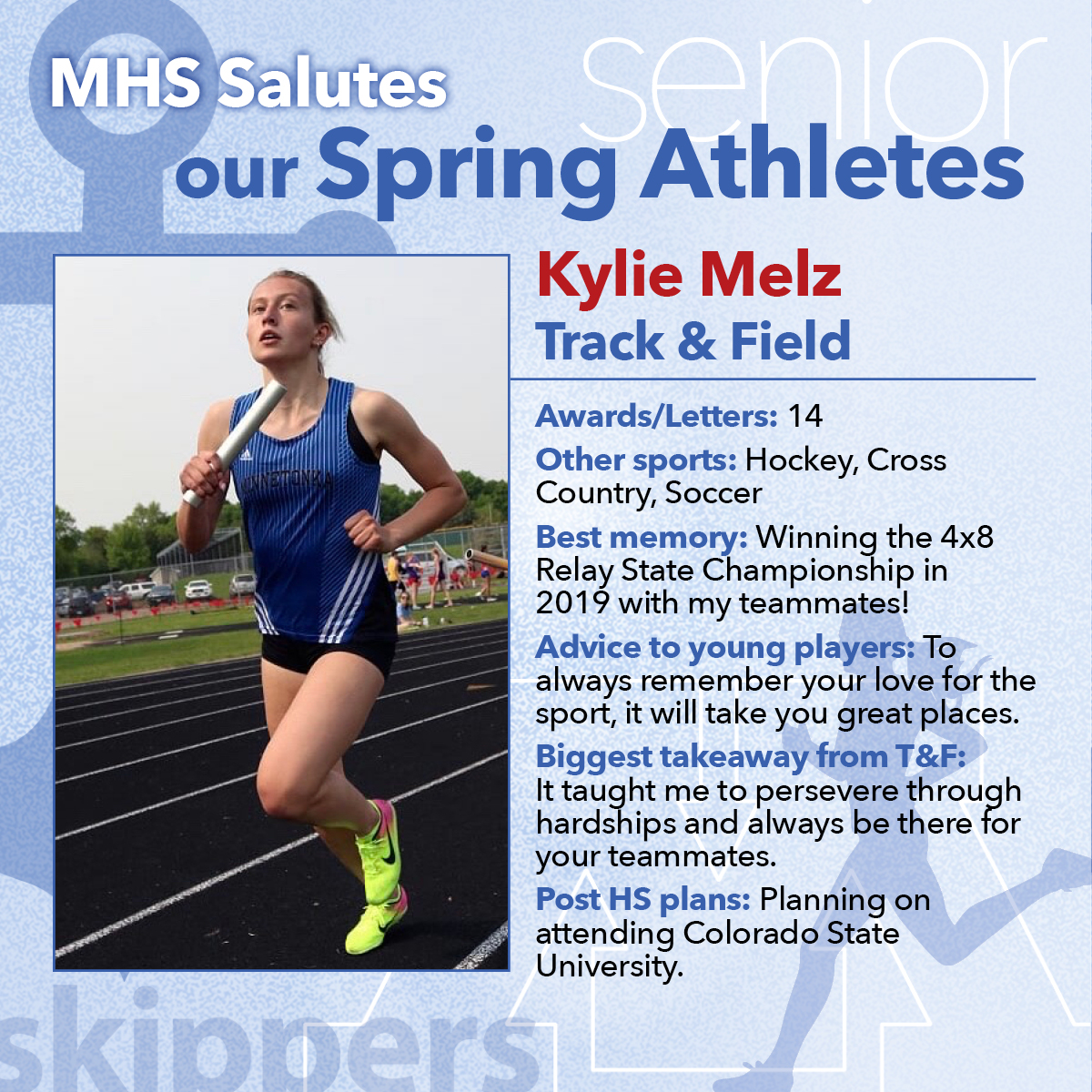 TonkaSkippers's tweet photo. Today we salute seniors Kylie Melz @Tonka_Track and Karsten Johnson @TonkaTennis! 
#MHSSeniorSalutes #MHS2020
⚓️🏃‍♀️🎾
@TonkaPrincipal @tonkahockeygirl @mhswsoccer @TonkaAlpine https://t.co/2ODWFMghlI