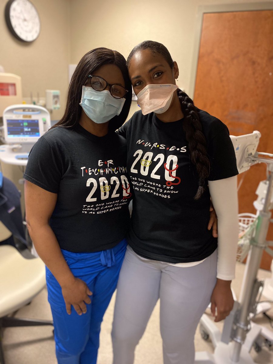 ER Technician &amp; Nurses
“The one where the world came to know us as Superheroes” Opal Wilson, PCP &amp; Julissa Lopez, RN modeling their new shirts!