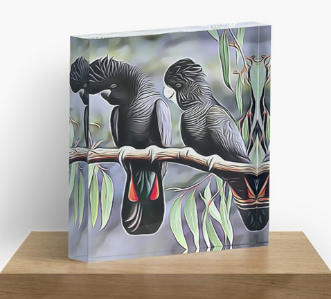 1 Inch Thick, 3D #AcrylicBlock Featuring a Black #Cockatoo Design on a clear plexiglass block featuring a vibrant back mounted Art Print. Available in Square. Perfect for a Desk, Bookcase, or Windowsill 2 Sizes Available 4 x 4 x 1 or 6 x 6 x 1 bit.ly/BlackCockatooB…