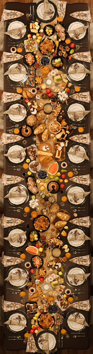 CoronaRenderer's tweet photo. Something different for Friday - mvshabeer decided to render ALL the food, in one scene! This is another one where we just had to share the clay render as well. More, including the fullsize version of that overhead shot, at https://t.co/gp2tnMxsMu https://t.co/dXKHVhxjaC