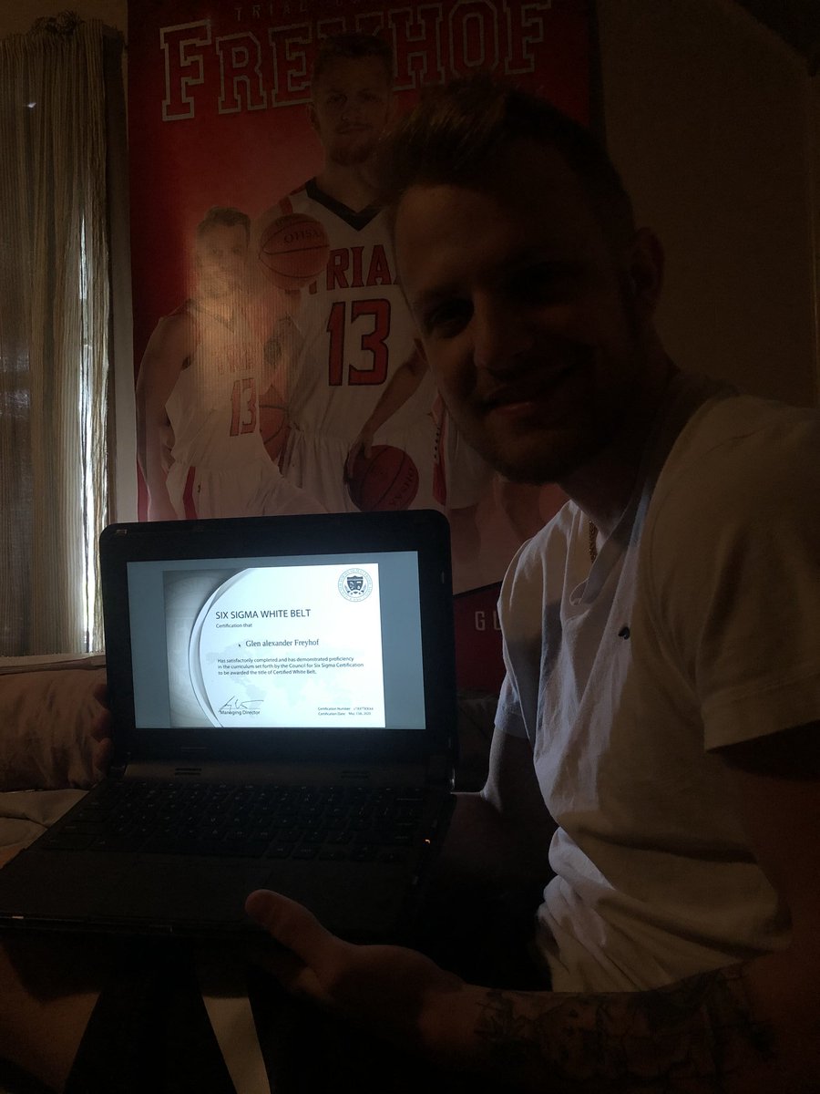 MrJJMartinCSCC's tweet photo. Remote learning and earning industry credentials.  @AlexFreyhof earning his White Belt Six Sigma certificate from OHPCC-Triad operations management class, part of the Supply Chain Management pathway.  @TriadDECA @TriadSupt @ohiohipoint https://t.co/x1SBTRpDVG