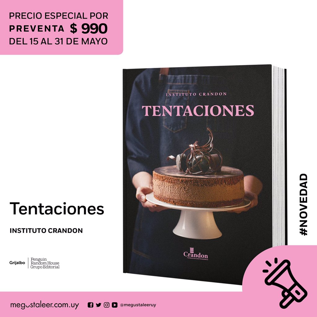 Salió «Tentaciones», nuestro nuevo libro. Comenzó la preventa especial en librerías de todo el país. Del 15 al 31 de mayo podrás comprarlo a un precio especial: $ 990. Más de 120 recetas en 200 págs. a color con exquisitas fotos y las didácticas explicaciones del método Crandon.