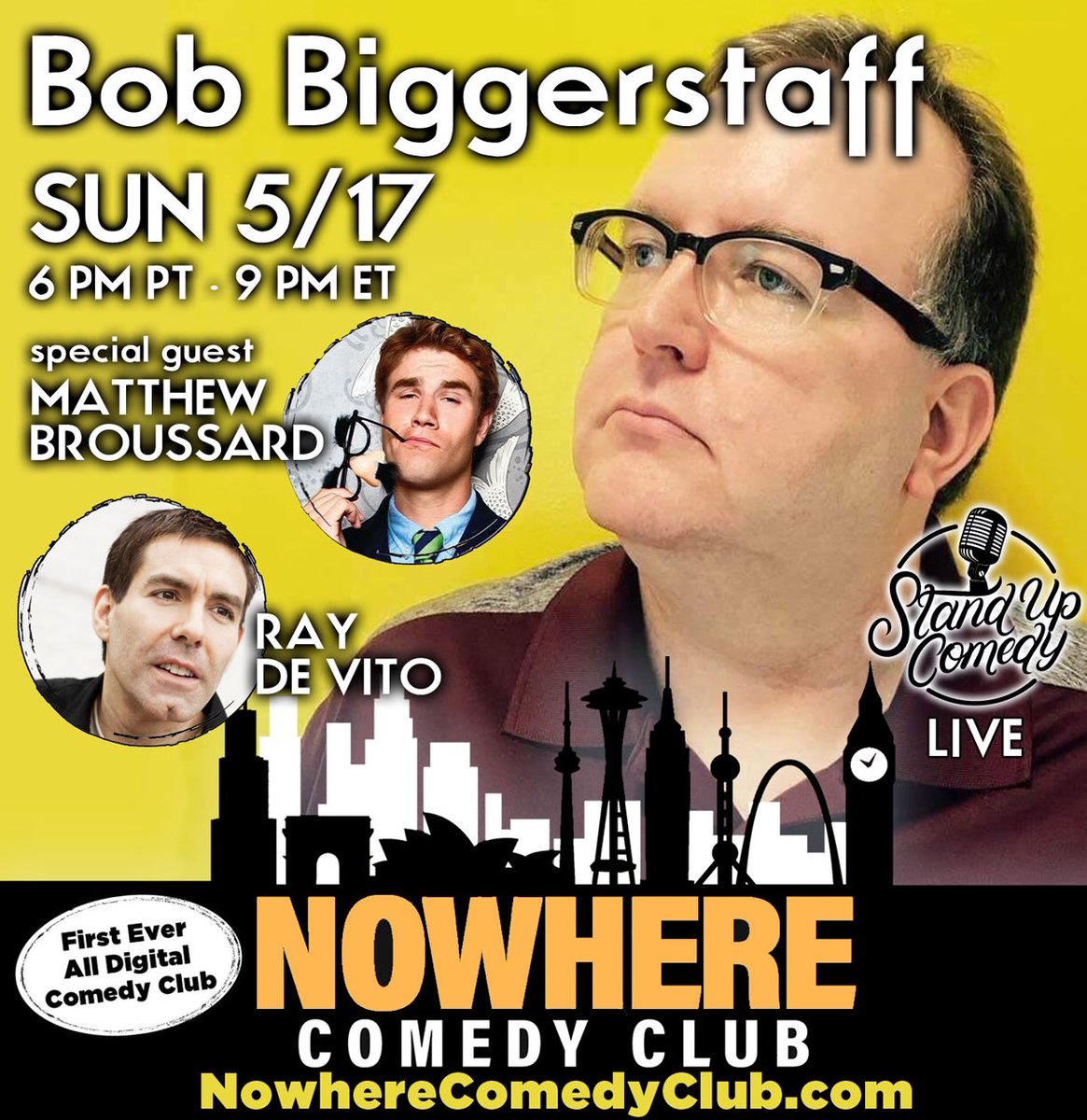 bob_biggerstaff's tweet photo. Tickets are $10 until Midnight tonight then go up to $15 for the BIGG show Sunday night with @raydevito and Special Guest MATTHEW BROUSSARD! @mondaypunday #bobinthecity #supportthefarts https://t.co/uLUG46m4WV And thanks for having me on today @bobandtom https://t.co/GRzxRkfsxe