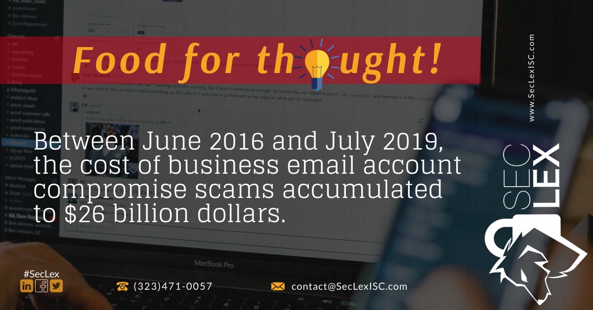 SeclexL's tweet photo. Well, that's a horrifying number! This is definitely something to think about. #SecLex #cybersecurity #foodforthought #infosec #cyberawareness https://t.co/5eKhu0dUPi