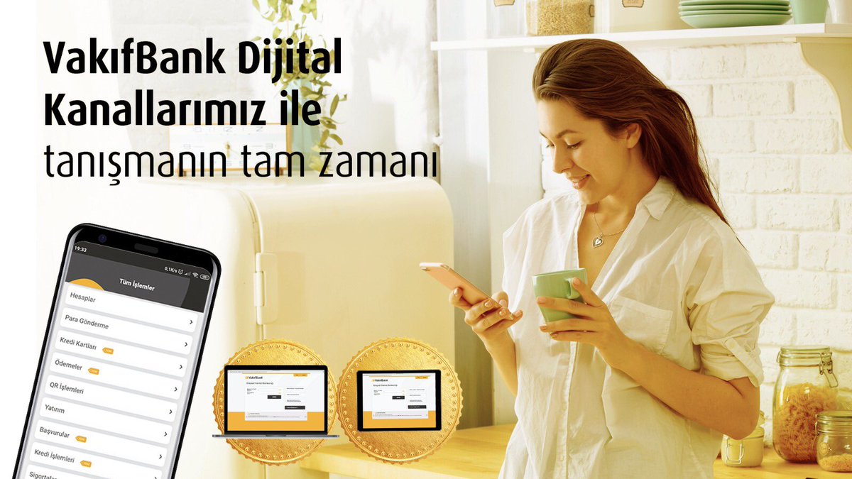 Siz güvende olun diye; salonunuzda hesap açma işlemlerinizi gerçekleştiren, mutfağınızda fatura ödeme işlemlerinizi halleden, balkonunuzda krediye başvurmanızı sağlayan tüm Dijital Kanallar VakıfBank’ta!