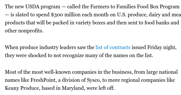 "Most of the most well-known companies in the business, from large national names like FreshPoint, a division of Sysco, to more regional companies like Keany Produce, based in Maryland, were left off."