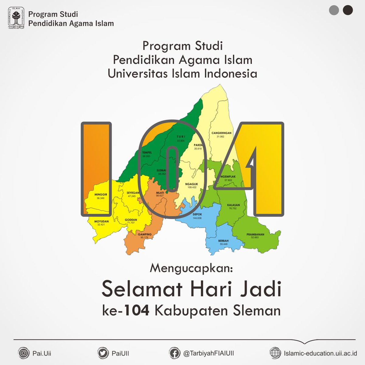 PaiUii's tweet photo. Prodi PAI UII mengucapkan Selamat Hari Jadi ke-104 Kabupaten Sleman 🥳
Semoga jaya dan makmur selalu
#paiuii #pai #jsi #fiai #uiiyogyakarta https://t.co/CfvBF40NZO