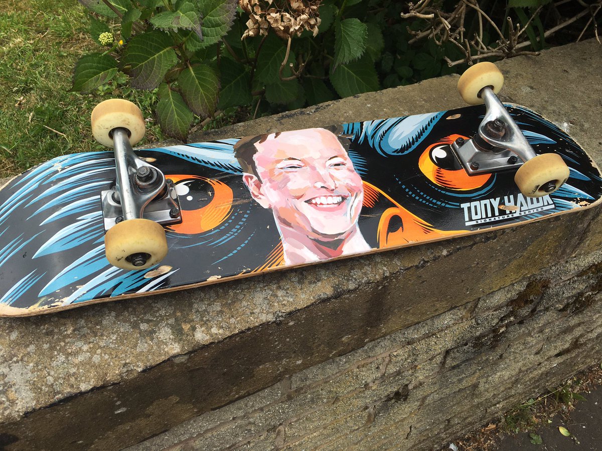 So I painted elon musks face on my skateboard, thought the world should know