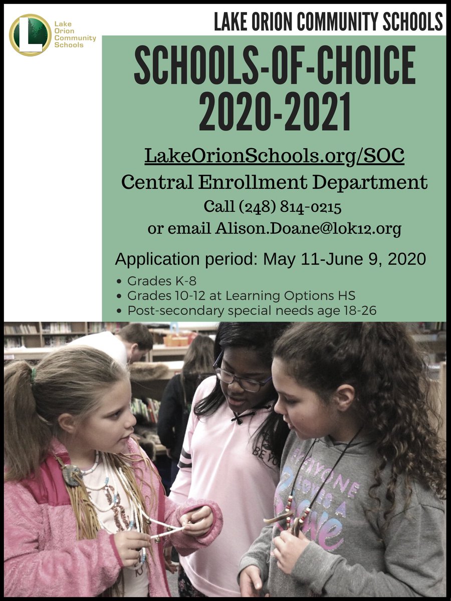 LkOrionSchools's tweet photo. Want to be a Dragon? The LOCS Schools-of-Choice application period for non-residents is open for 2020-21. We're looking for some great students to join us. Visit https://t.co/tpiE9g7TkS or email Alison.Doane@lok12.org for more information. #AlwaysLakeOrion https://t.co/5nKjVpEoYU