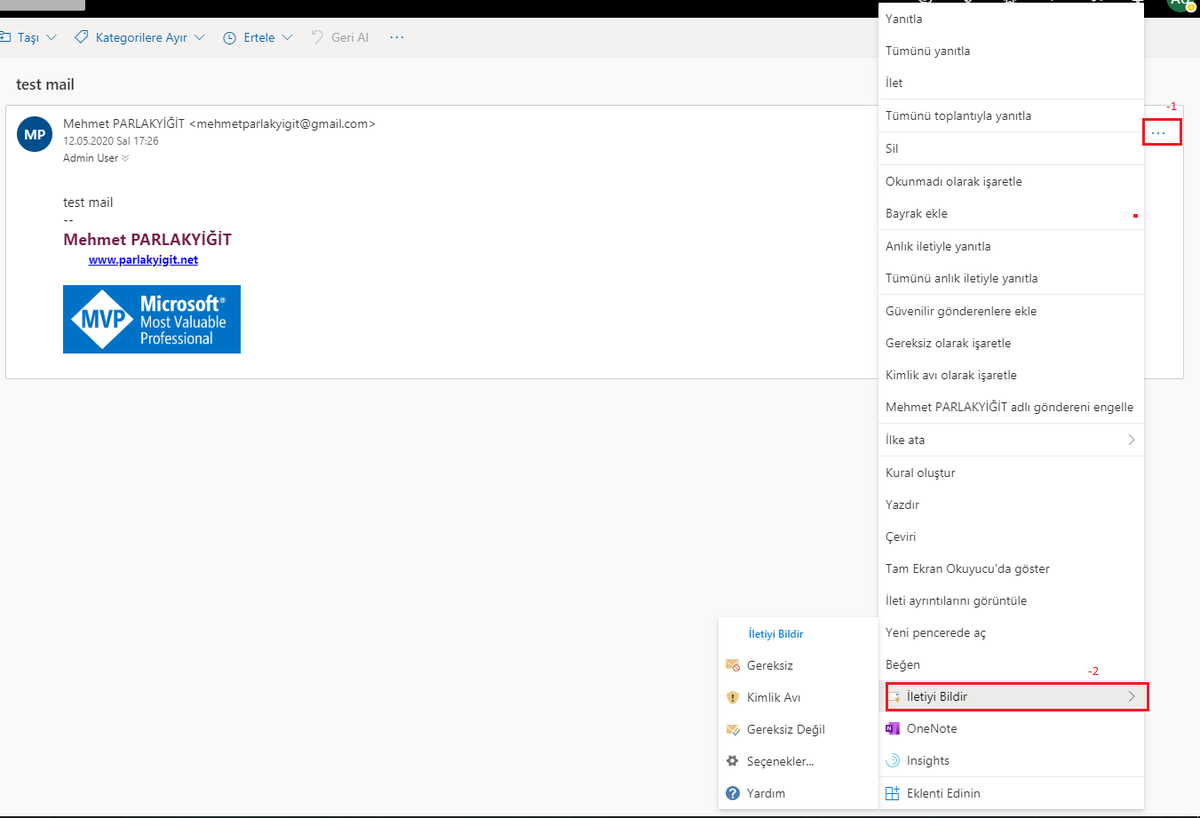 mparlakyigit's tweet photo. #Office365 #ReportMessage eklentisi ile son kullanıcılarınız tarafından bildirilen iletiler sayesinde gelen #spam #kimlikavı gibi bir çok zararlı e-maili görebilir ve bunları analiz ederek kullanıcılarınız zarar görmeden aksiyonlar alabilirsiniz. https://t.co/rzw6HW8gqA https://t.co/tvakKYn0Sr