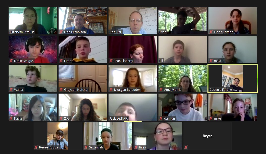 Fifth graders enjoying a great Zoom meeting with Delegate Rob Bell.