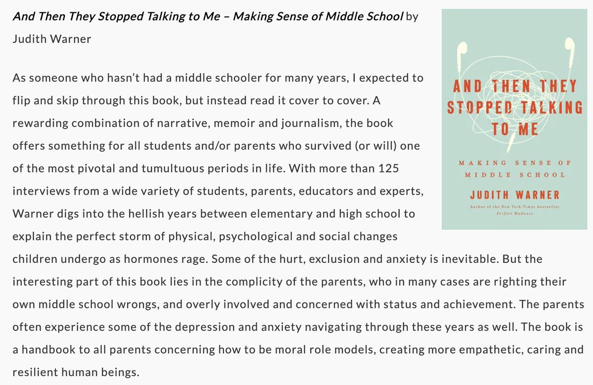 judithwarner's tweet photo. So grateful for this wonderful mention in the May 2020 Book Marks e-letter from @LeeMWoodruff. https://t.co/j8eI5nZoOQ #ParentingInAPandemic #middleschool https://t.co/GCq1eW9f9k