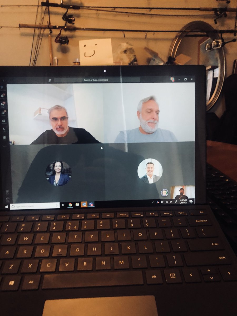 Appreciate <a href="/MauricioAdade1/">Mauricio Adade</a> inviting my to speak with the @DSM LATAM leadership team about our #COVID response - tip / smiley face post it note reminds me to look at the camera not the faces