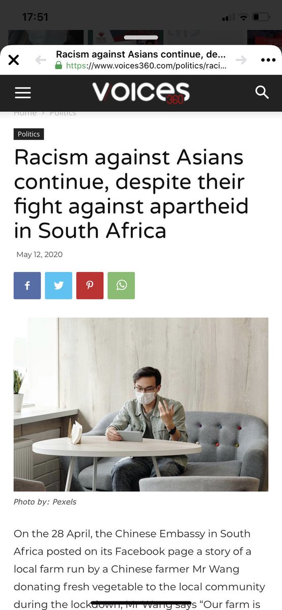 Nancy50048202's tweet photo. Racism against Asians continue, despite their fight against apartheid in South Africa https://t.co/UM6SkIcGt2 via @Voices360 https://t.co/ONF50P6JTa
