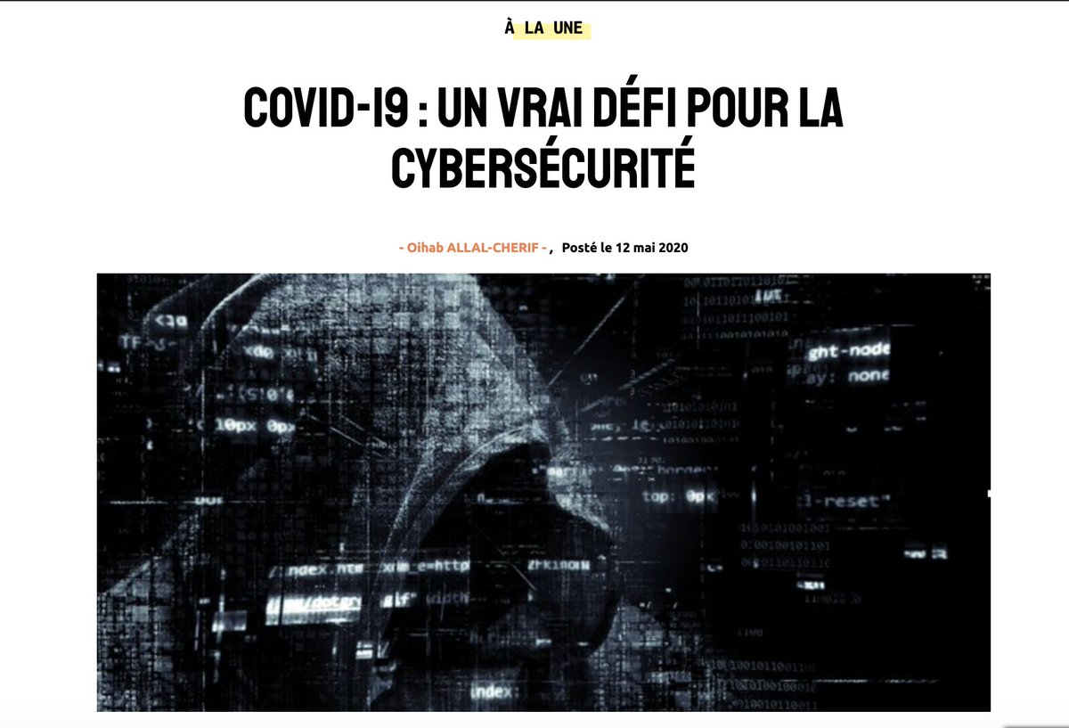 La crise #COVIDー19 est aussi #cyber. Dans un article très documenté pour @Confluences_eco , <a href="/Oihab/">Oihab Allal-Cherif</a> revient sur "les nouveaux risques #numériques". Face à des attaques très ciblées (hôpitaux, coll terr...), il donne quelques pistes pour éviter le désastre bit.ly/2TcALx0