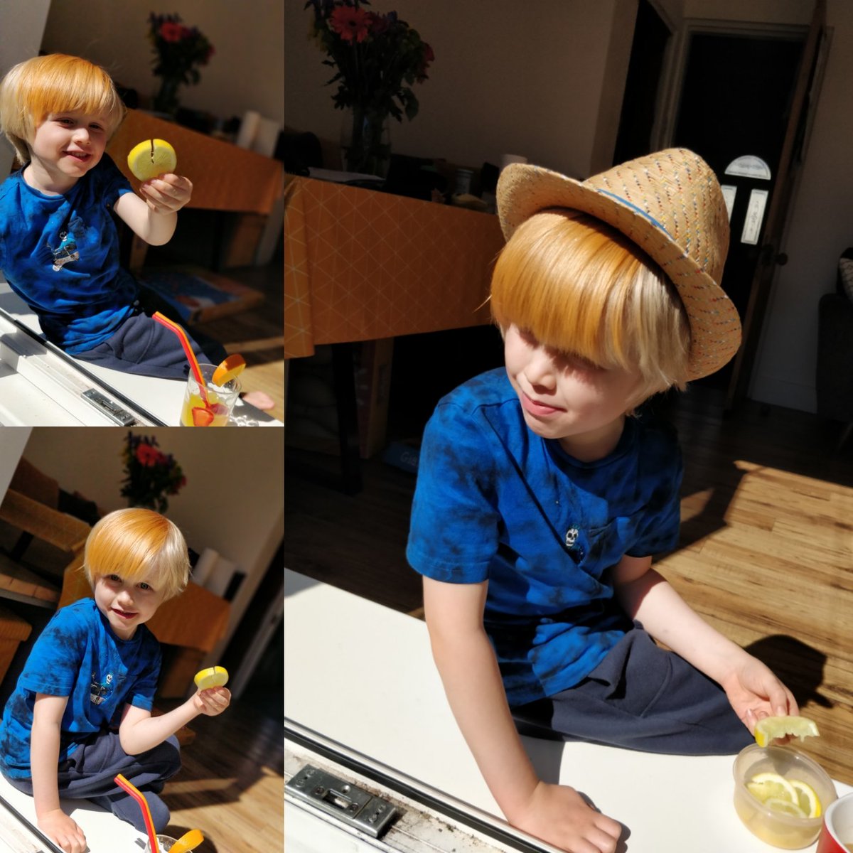sezzacrezza's tweet photo. Aaron has a new lockdown hairdo! And making patterns with our fruit kebabs! 🌈🌈🌈 https://t.co/Tm5XSA2A5N