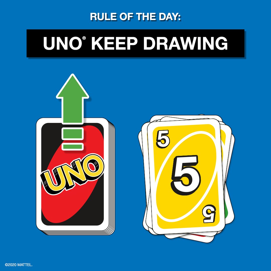 UNO on Twitter: "#RuleOfTheDay: Normally when you don't have a card in your  hand to play, you take one card from the Draw Pile and that's your turn.  But with this rule,