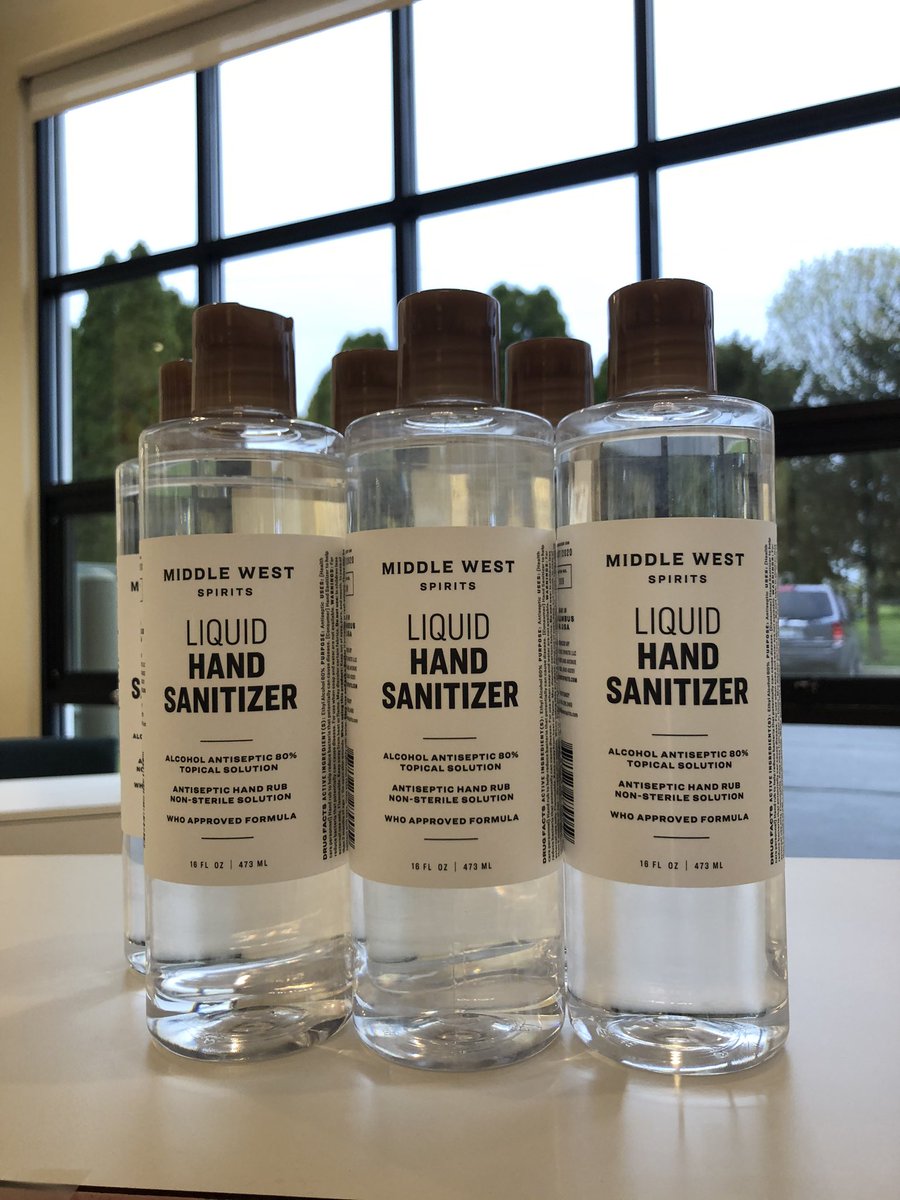 JVP_Jones's tweet photo. Happy #FunCleanFriday!! Usually it would be frowned upon to bring alcohol to work...but in this case, we will take all we can get! Thank you to Columbus distillery @MiddleWestSpts for keeping our hands and surfaces clean! #supportlocal https://t.co/3X2koDU7Rg