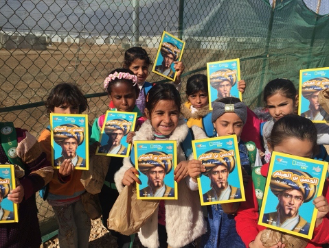 1001meals's tweet photo. Tasneem, Rahaf, Rimas &amp; many #children participated in #1001meals programmes at Azraq &amp; @ZaatariCamp #refugee camps. 
With #schoolclosures we hope they continue to #SeeTheLight with #IbnAlHaytham #book they received. @WFP_Jordan @1001inventions @IDLofficial #IDL2020 @UNESCOarabic https://t.co/UudARH8eUQ