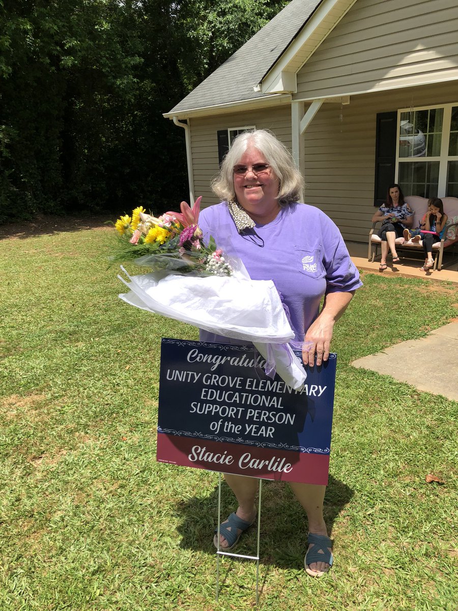 Annewilson02's tweet photo. We surprised our Teacher of the Year and Educational Support Personnel of the Year with a drive by celebration today! These two ladies are so deserving of this recognition. @UGE_HCS @HenryCountyBOE https://t.co/NP4TSdBoIb