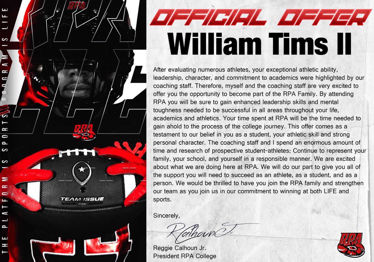 willoffearth's tweet photo. Honored to receive an offer from RPA college!🙏🏾🙏🏾 #RPAwildcats @WardlawCoach @RecruitJBoroFB https://t.co/bELeN3cLPc