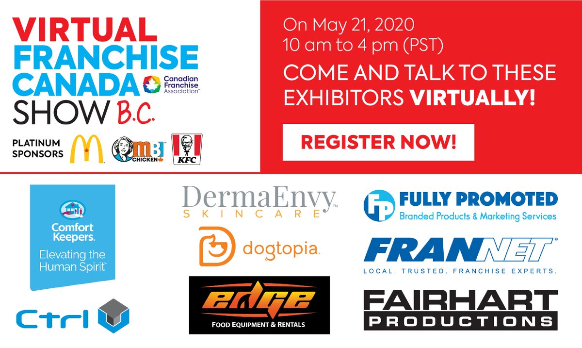 CFAFranchise's tweet photo. There are #FranchiseOpportunities in all types of industries at the #VirtualFranchiseCanadaShow!  Don't miss your chance to network with all of these great #Franchises. Register: https://t.co/wvCWiP1D3f 

#FranchiseShow #FranchiseCanadaShow #FranchiseBusiness https://t.co/ryZE921xr4
