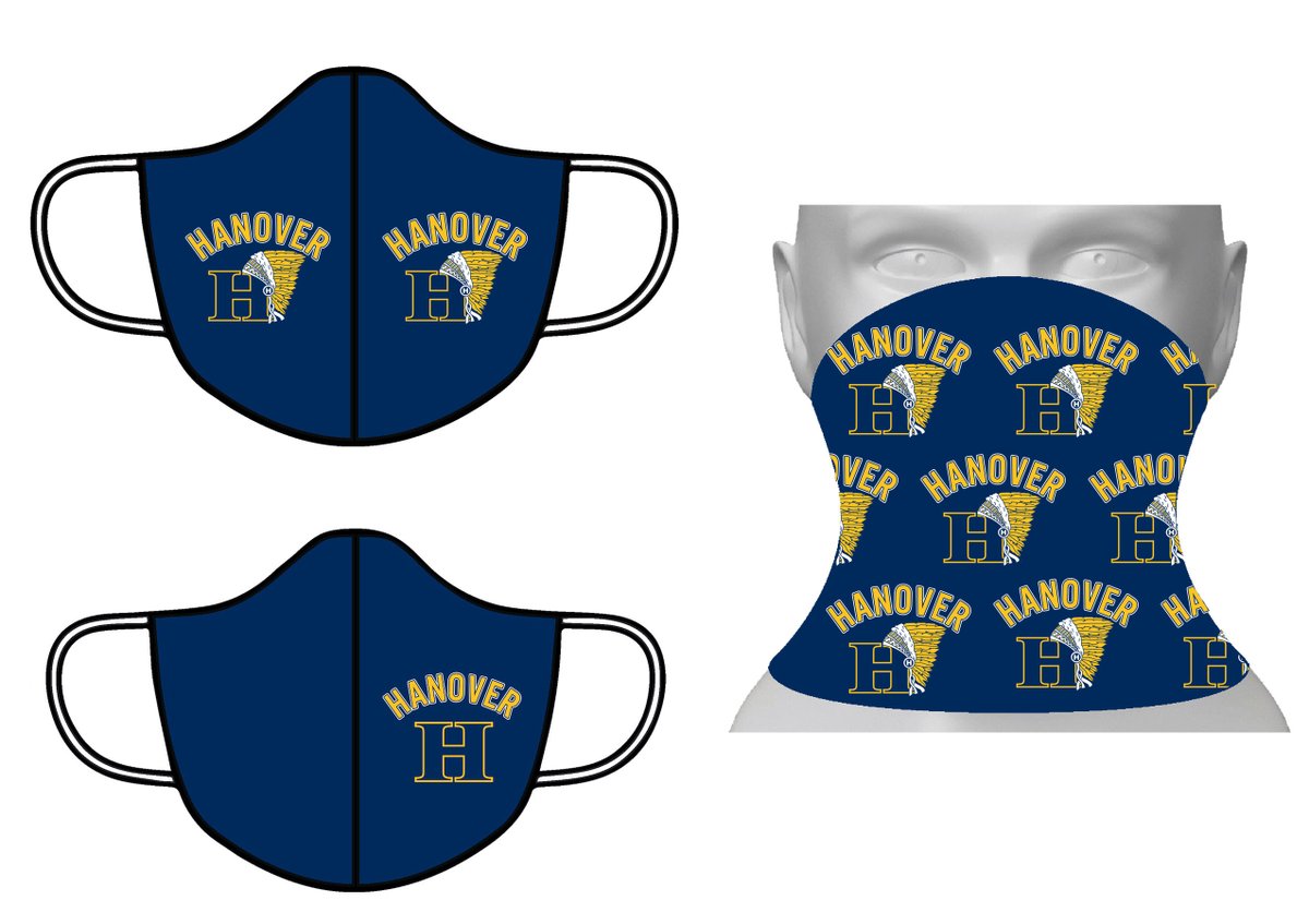 HanoverFACE's tweet photo. Order your Hanover face masks today! Go to https://t.co/668KWtcU7K to check out the Hanover School Store's new custom reusable face masks and covers!  While you're there please consider making a donation to help support the Hanover Food Pantry too! https://t.co/appCfChUty