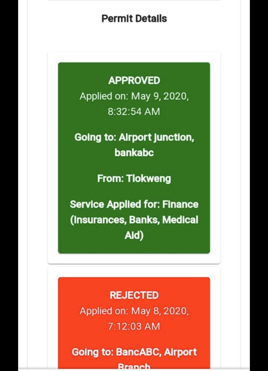 Barba_G74's tweet photo. So, in Botswana for you to go out to the shops you need a permit during this lockdown. You apply online and those in villages can go apply ko molaodi’s  office. Depending how many times you have been out, they can approve or decline you. Hai rona re matepe maan #lockdown https://t.co/1DifJbJbMt