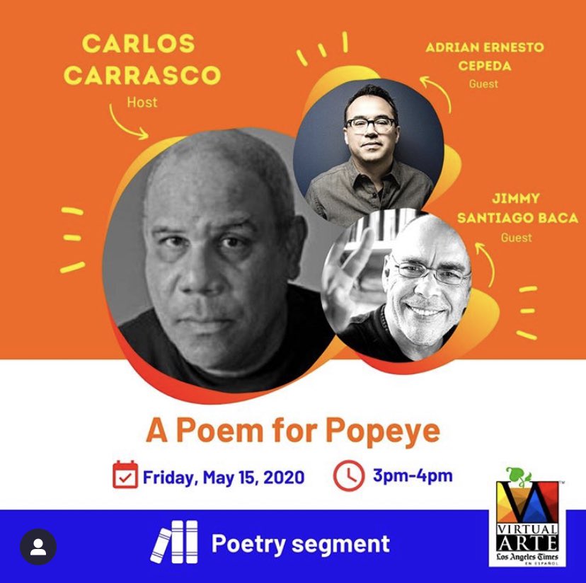 latinxfw's tweet photo. Poetry segment starting now! 🤗👏🏼 tune it to @latimesespanol Facebook live for @VirtualArteFest https://t.co/Pt2bUHrxU0