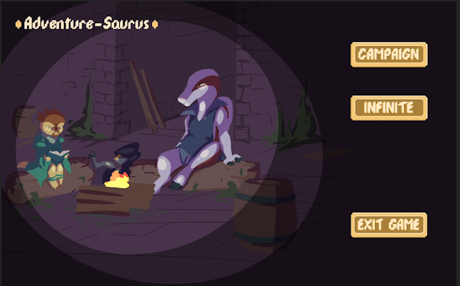 StoutArtDesign's tweet photo. ADVENTURE-SAURUS! by sophomores from @UWStoutGDD students on @itchio! #gamedev #videogames #gamedev #indiedev #design #artschool #designschool #StoutProud #virtualseniorshow #itchio https://t.co/RmmVTvB0m6 https://t.co/6najAe81R1