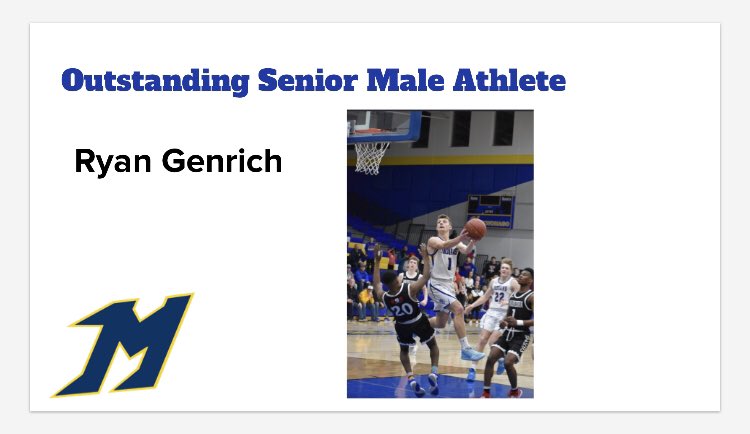 Congratulations <a href="/RyanGenrich/">Ryan Genrich</a> - 2019 <a href="/MukAthletics/">Mukwonago Athletics</a> Outstanding Male Athlete Award Winner! Proud of you, Ryan! 💙💛