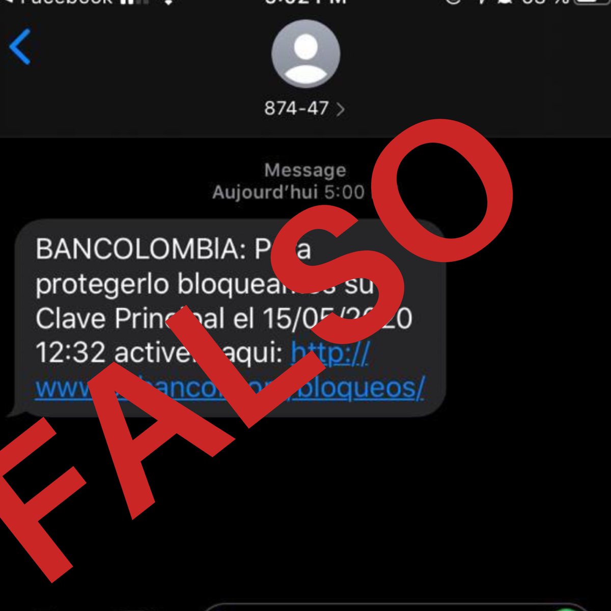 Bancolombia (@bancolombia) on Twitter photo ⚠️CUIDADO⚠️ Si recibes un mensaje de texto similar a este no ingreses al link, es un contenido fraudulento. Recuerda repórtalo en correosospechoso@bancolombia.com.co ⚠️CUIDADO⚠️ Si recibes un mensaje de texto similar a este no ingreses al link, es un contenido fraudulento. Recuerda repórtalo en correosospechoso@bancolombia.com.co