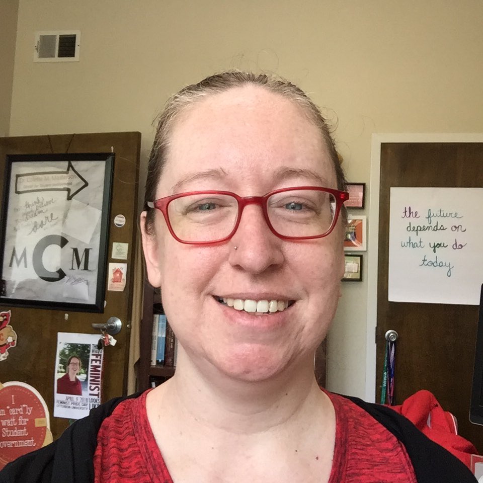 colettemae's tweet photo. Work from Home Day 37: red plastic frames and my @otterbein red heathered shirt! After 8 weeks of working from home I have worn all of my #Otterbein gear ♥️ #GoCards #OTTERBeInThisTogether https://t.co/mQwjjkVbH3