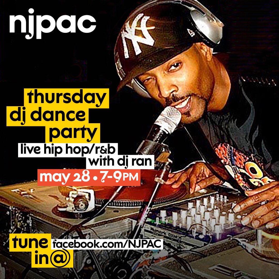 DeeJayRan's tweet photo. May 28th from 7pm-9pm I’ll be RoCkiN live for the Thursday Dj Dance Party for @NJPAC !! Save the date & tell a friend!!!! #njpac #djranontheset #djranonwbls #jerseysfastesthands #deejayran https://t.co/GnEJBNPpFM