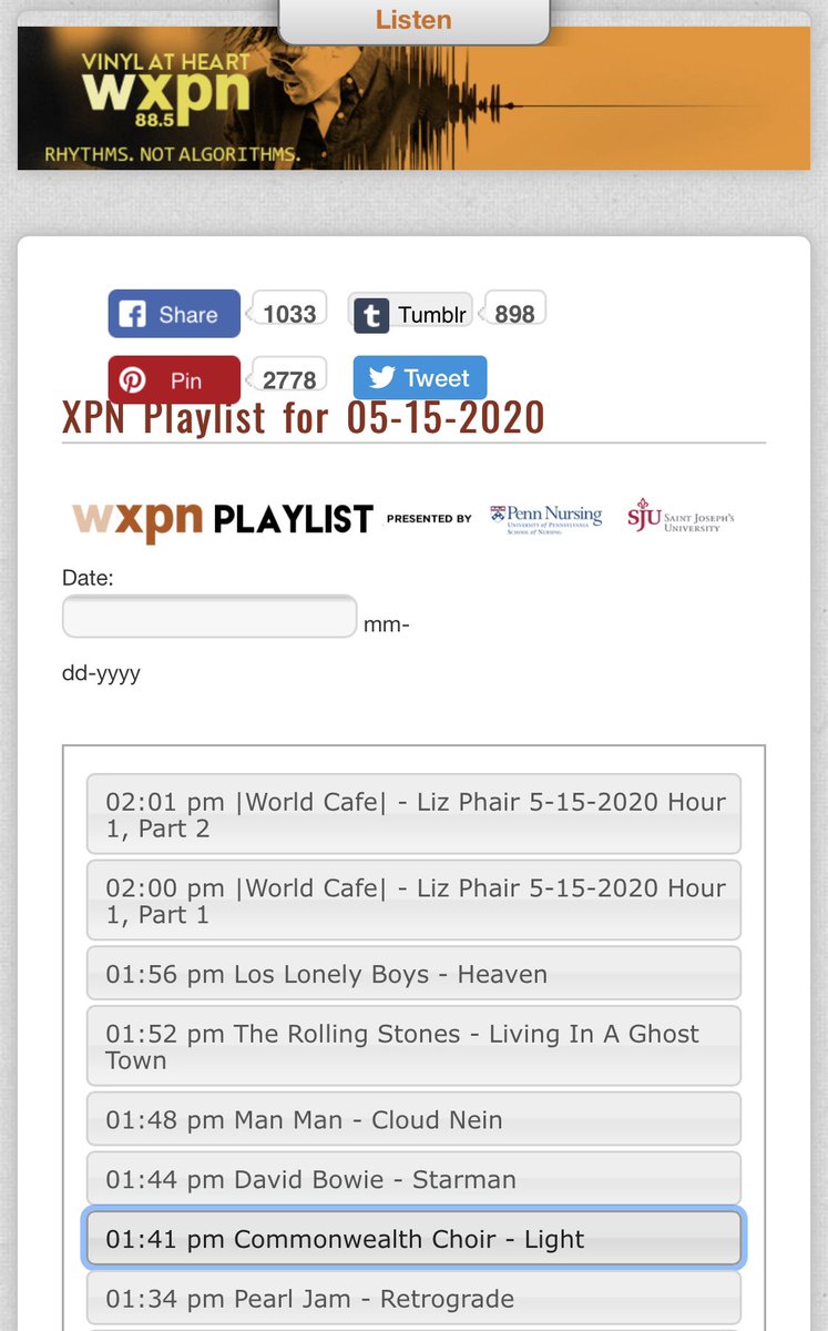 JoinTheChoir's tweet image. Massive thanks to @wxpnfm &amp;amp; @WXPNMikeV for making us the Local Pick of the Day! 🙏🙏🙏