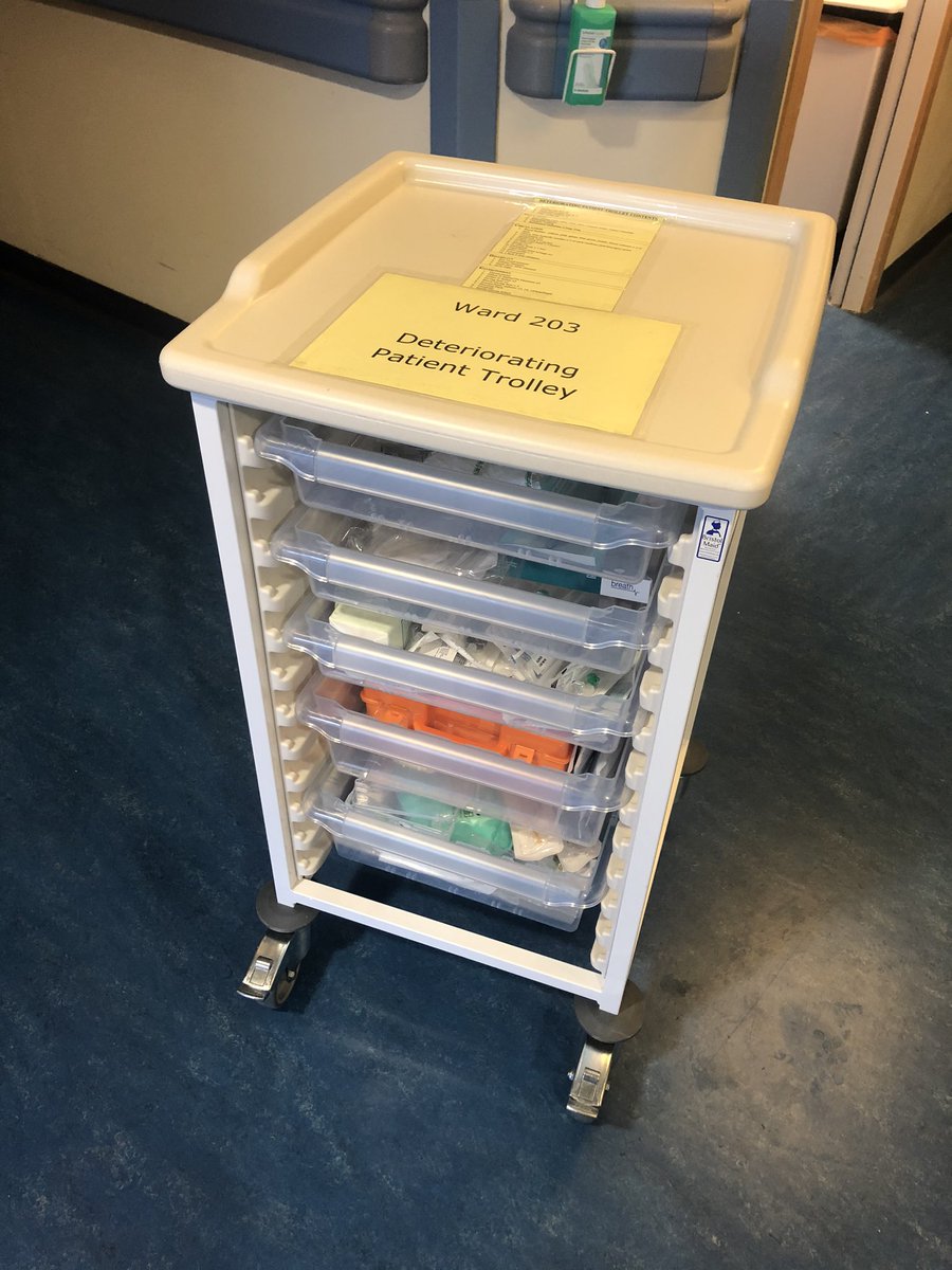 ovens_jamie's tweet photo. Implementing a deteriorating patient trolley into ward 203 to ensure patients receive treatment in a timely manner...pinch with pride from @MaureenBrannig6 #PatientCare #pinchedwithpride #deterioratingpatient #team203 #ABCDEapproach https://t.co/k0SXjhFvKn