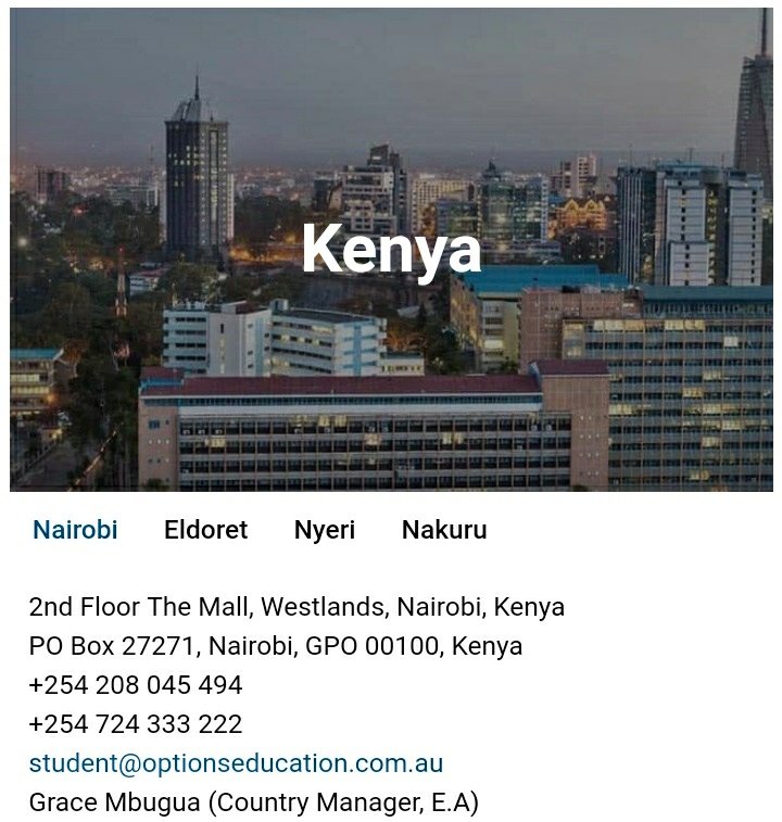 optionsED's tweet photo. We have brought the abroad education experience near you. We are one call away & your journey to achieving your dream starts here. Check out our locations in Africa.
https://t.co/RF7GxX24uN
#KenyaVsNigeria #DearDad #MorienMaria Will Smith #LW97FM #NTVMixShow #Alltoyou https://t.co/RaoTcKN2pu