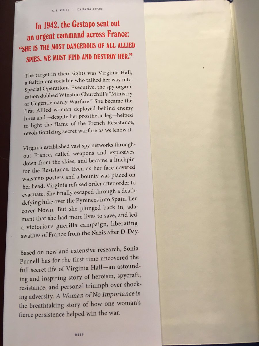 Suggestion for May 15 ... A Woman of No Importance: The Untold Story of the American Spy Who Helped Win World War II (2019) by Sonia Purcell.