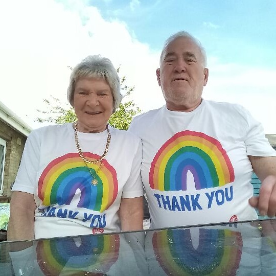 Traceynecia's tweet photo. My fabulous mother and mick #clappingforthenhs last night ... I am missing them more than ever not been to see her for 7 weeks! My girls too it breaks my heart π! #StaySafeStayHome #UHDBTrust keeping us all safe πππππ https://t.co/ANWxZa04V3
