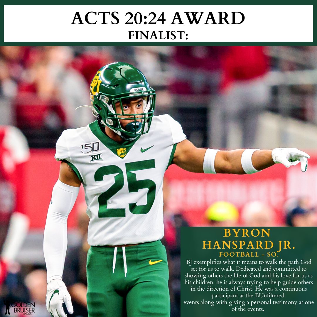 BaylorSACE's tweet photo. “I consider my life worth nothing to me; my only aim is to finish the race and complete the task the Lord Jesus has given me...” Acts 20:24  
These finalists constantly show their dedication to spiritual growth and discipleship. 

#GoldenBruisersWeek🐻🏆 https://t.co/c8zkjEJYqd