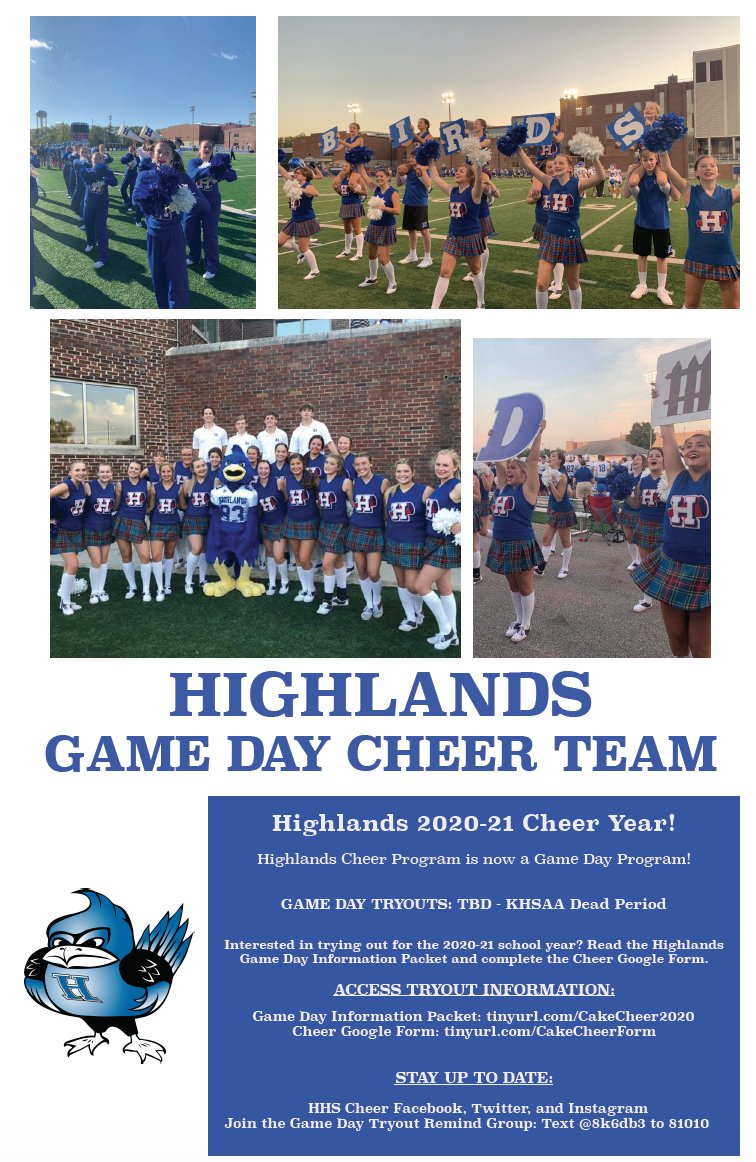 Highlands Game Day Cheer 2020-21 Tryout Information!