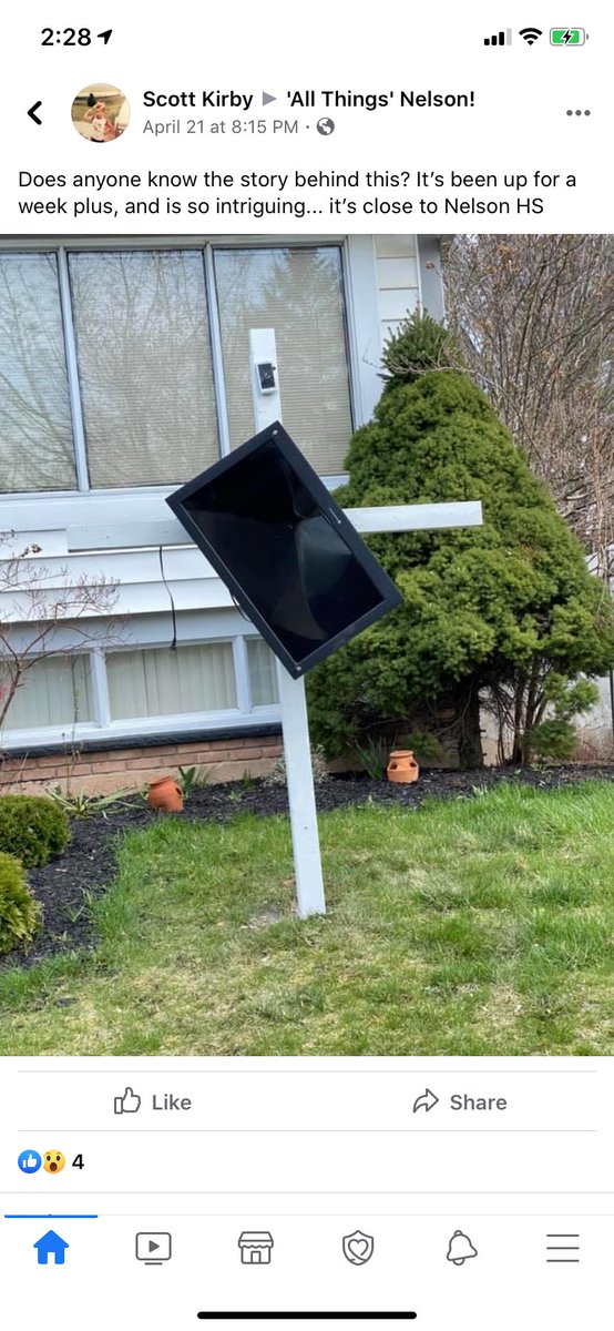 daynahaans's tweet photo. glad to know I’m not going crazy and there IS in fact a tv and cell phone nailed to a cross around the corner from my house https://t.co/6Jjm1eZwUw