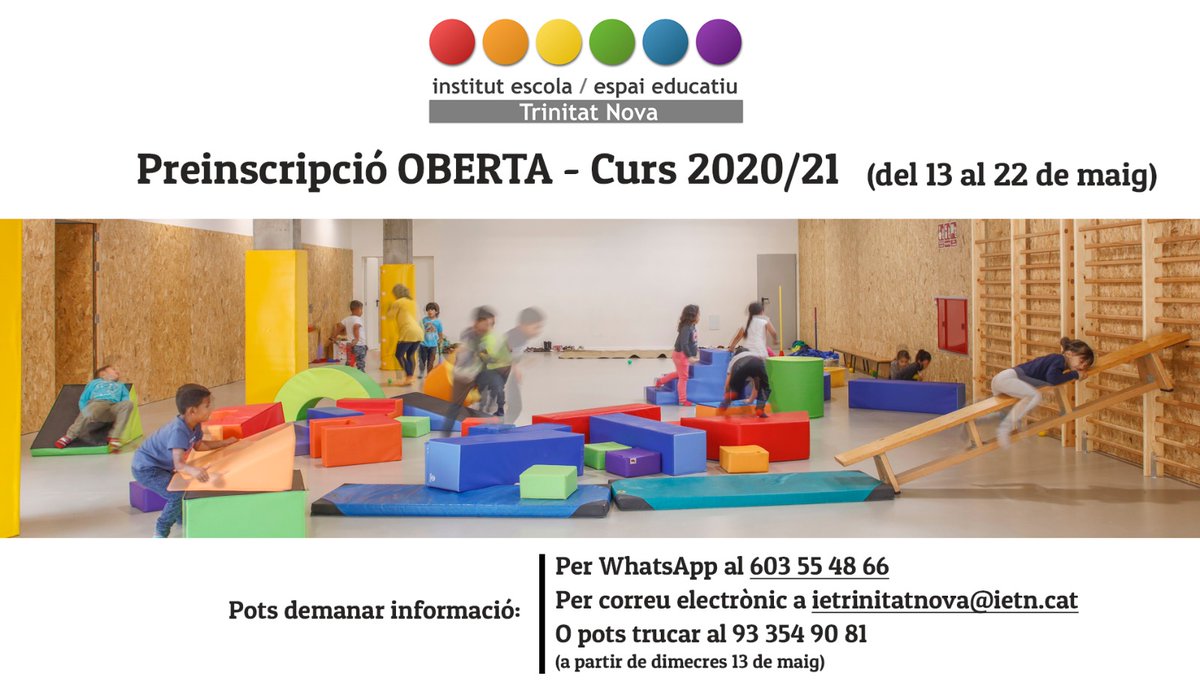 ietrinitatnova's tweet photo. Si vols conèixer el projecte educatiu de #TrinitatNova o demanar cita prèvia als nostres centres educatius:
EBM Trinitat Nova t.933595271 Ll.d'infants l'Airet t 933548561 @iTecBcn info@itb.cat @ietrinitatnova 603554866 #laTriniEduca
@consorciedubcn @9BTV #XarxaSuportTrinitatNova https://t.co/Vyktv4L0vg