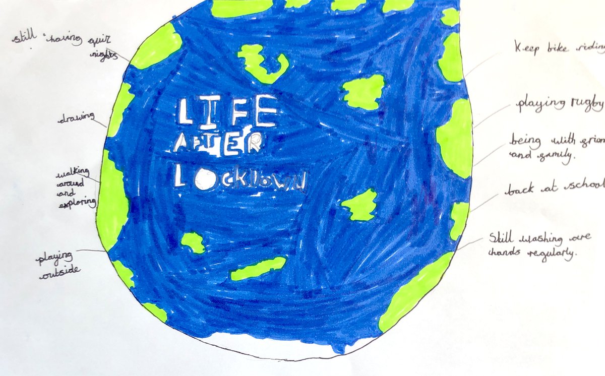 HowISeeTomorrow's tweet photo. Daisy from the #UK has drawn her life during #lockdown which includes lots of baking. She has noticed how much nature has grown especially just around her house. Will, also from the UK looks forward to being out doors. Lots of #nature themes coming through!
#HowISeeTomorrow https://t.co/mjEwan76kd