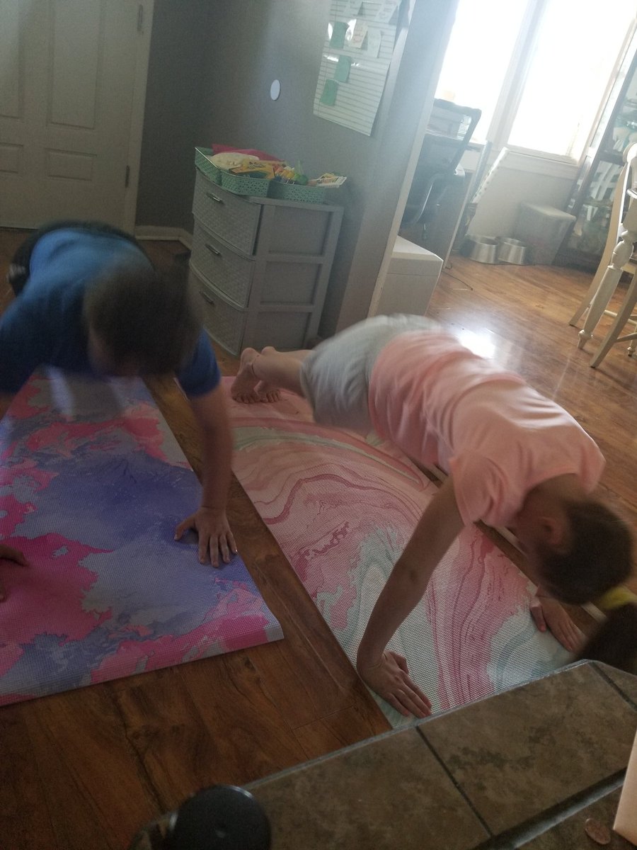 jackie_vayro's tweet photo. When your house is taken over as a school room. Violence lessons continue,  art and PE ✔ even community service by delivery care packages to homeless. #5thgrade #ethanandella #indianheadbraves @ihes_braves #smma https://t.co/qZKHQT0gYa