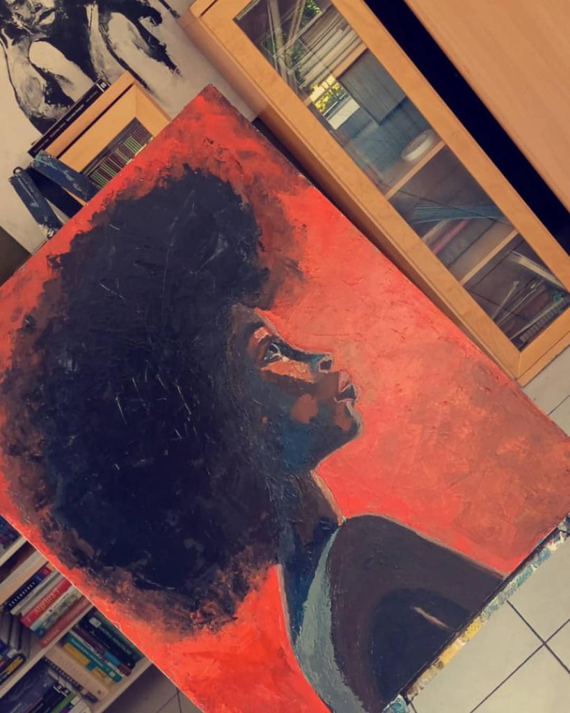 Recent painting.

•Title : Worthy
•Acrylic on canvas

#painting #art #acrylicpainting #blackportrait #afroart  #blackwoman #melaninpoppin #afrohair #Rwot